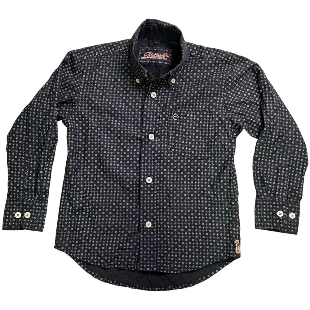 Rafter C Collection Boy's Youth S Black Gray Long Sleeve Button Up Button Down